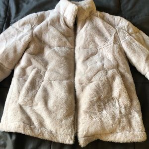 Faux fur coat in mist white